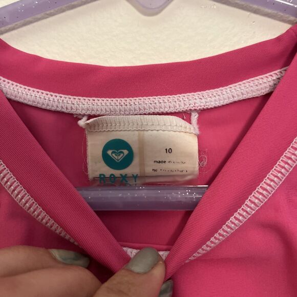 ROXY Girls Tropicool Floral Pink Swim Rashguard Top, Short Sleeve- Size 10 - Picture 5 of 8